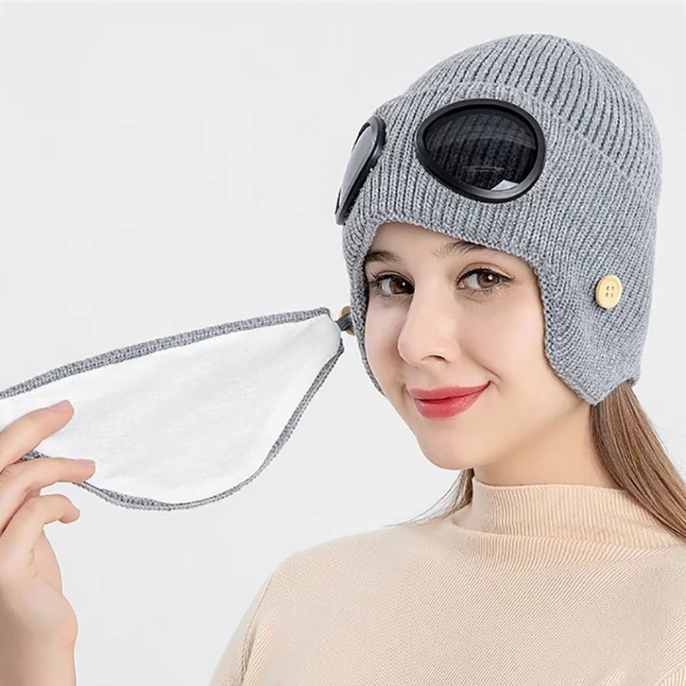 Winter Clothing Earmuffs - Cappello di lana caldo foderato in