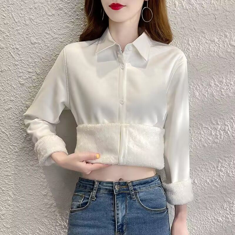 Camicia solida da donna spessa - Winter Clothing Factory Outlet recensione e prezzo