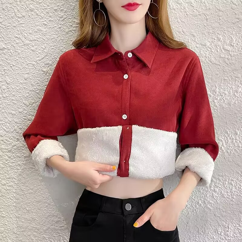 Camicia solida da donna spessa - Winter Clothing Factory Outlet recensione e prezzo